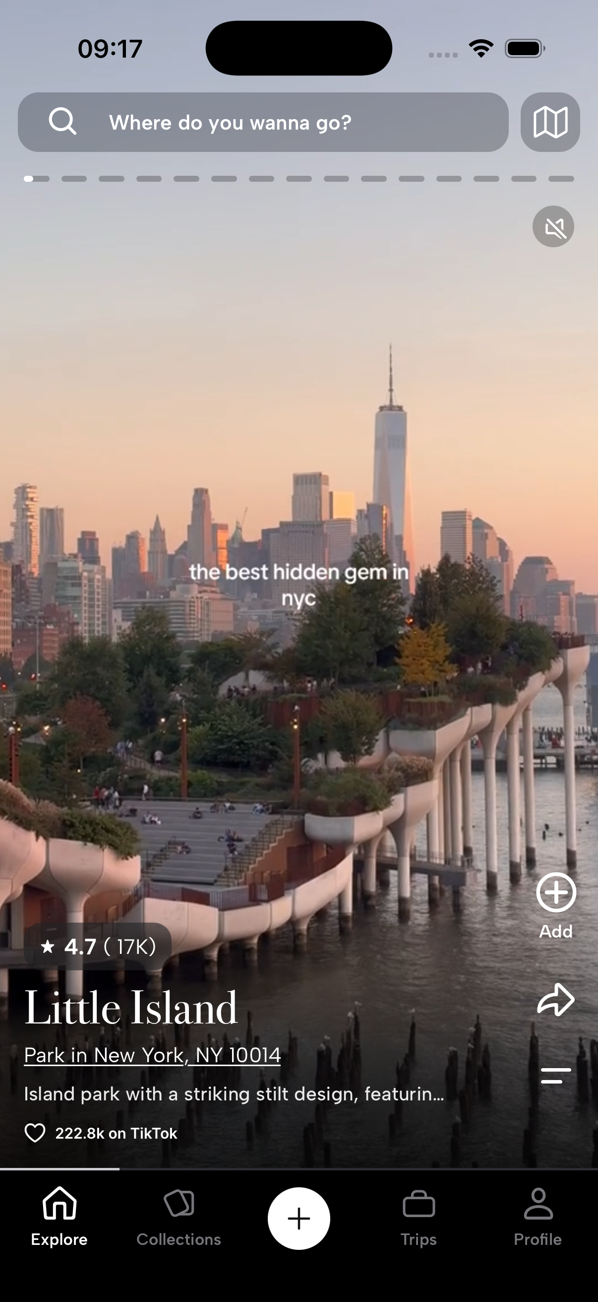 Voyin app showing a travel discovery